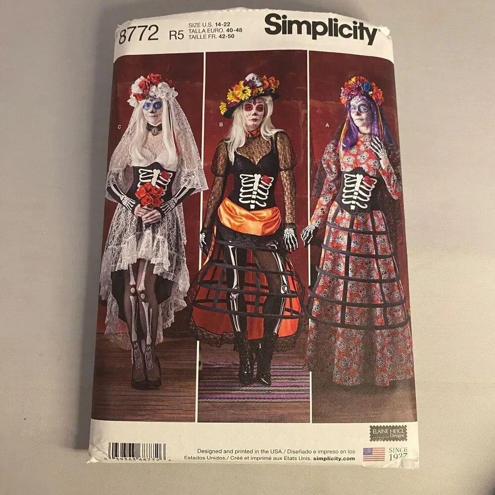 #8772 Simplicity Misses Day of The Dead Costume Sewing Pattern Size 14-22